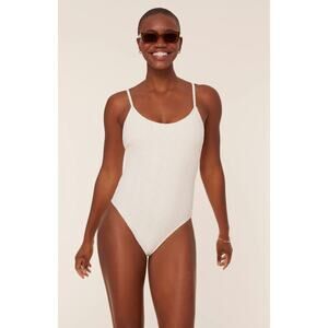 Andie Swim The Amalfi One Piece in Gardenia Cream Scallop Crochet S NWT